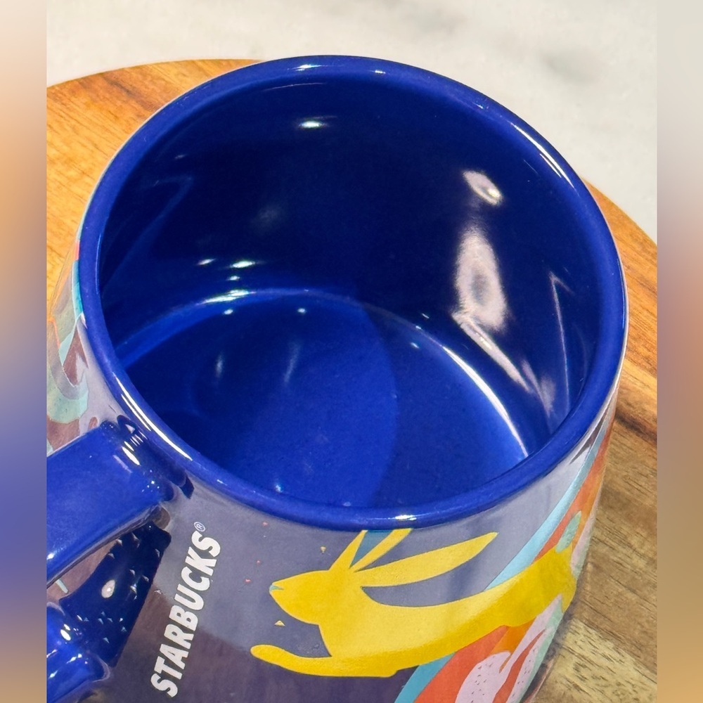 Starbucks 2021 Spring Easter Blue Bunny Ceramic Coffee Mug 14oz - Picture 5 of 6